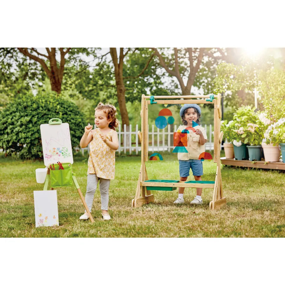 Hape - Portable Bamboo Easel With Accessories - 14pcs - Natural