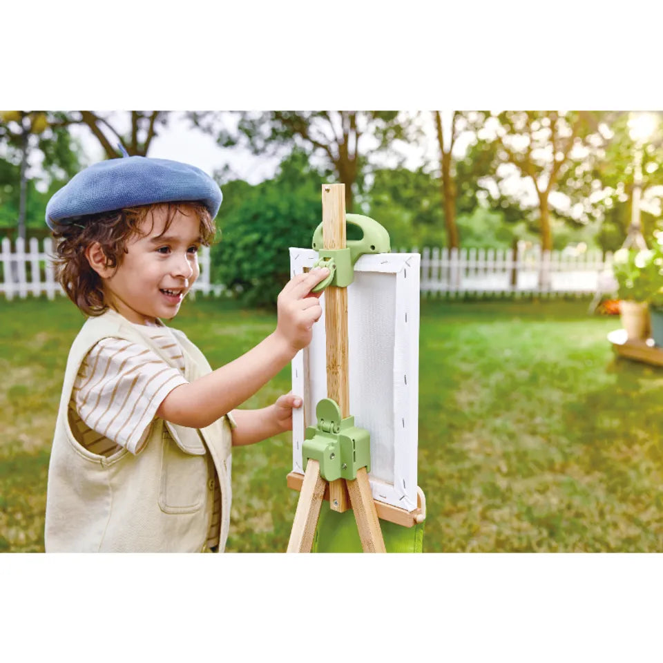 Hape - Portable Bamboo Easel With Accessories - 14pcs - Natural