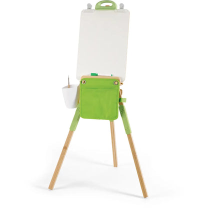 Hape - Portable Bamboo Easel With Accessories - 14pcs - Natural