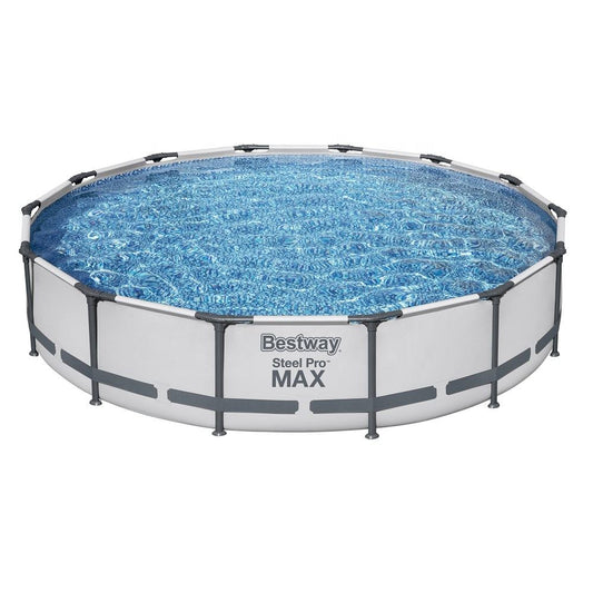 Bestway Steel Pro Max Outdoor Above Ground Frame Round Family Swimming Pool Set (14' x 33"/4.27m x 84 Cm)