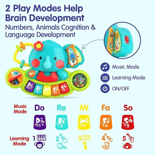 Hola 2-In-1 Musical Elephant Keyboard Interactive Baby Toy