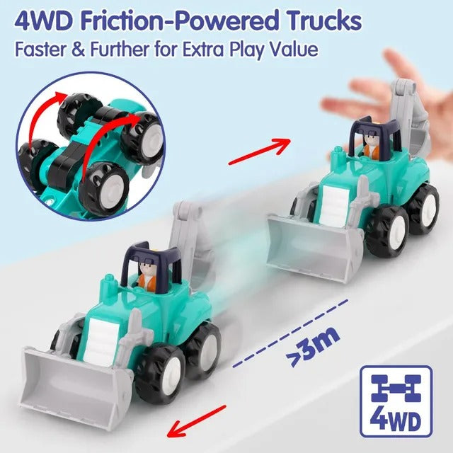 Hola 4WD Construction Truck Toy Set 4 Pieces