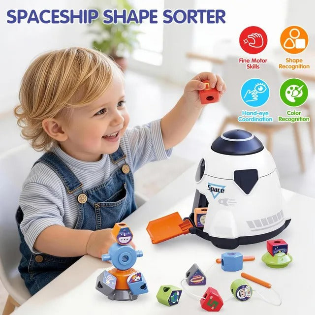 Hola Magic Toy Spaceship Shape Sorter & Building Set