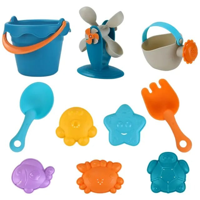 Huanger Baby Beach Sand Play Set With Bucket, Shovel & Molds