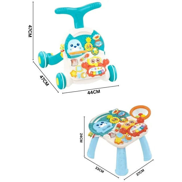 Huanger 2-in-1 Baby Walker Activity Table