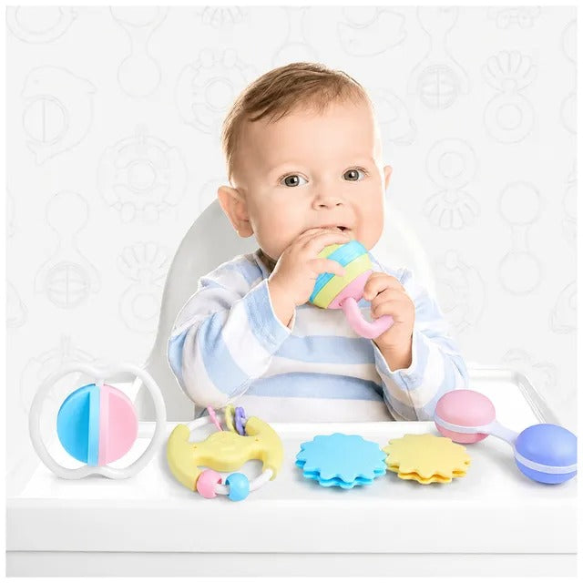 Huanger Baby Rattles & Teether Sensory Toy - Set 8 Pieces