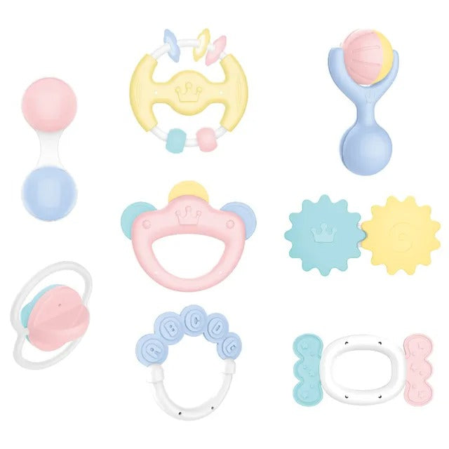 Huanger Baby Rattles & Teether Sensory Toy - Set 8 Pieces