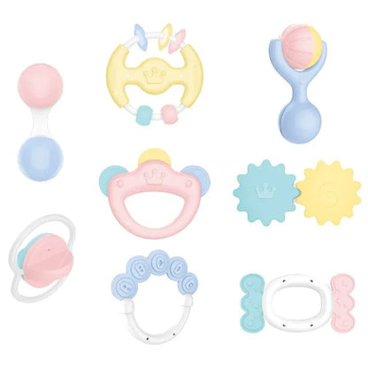 Huanger Baby Rattles & Teether Sensory Toy - Set 8 Pieces
