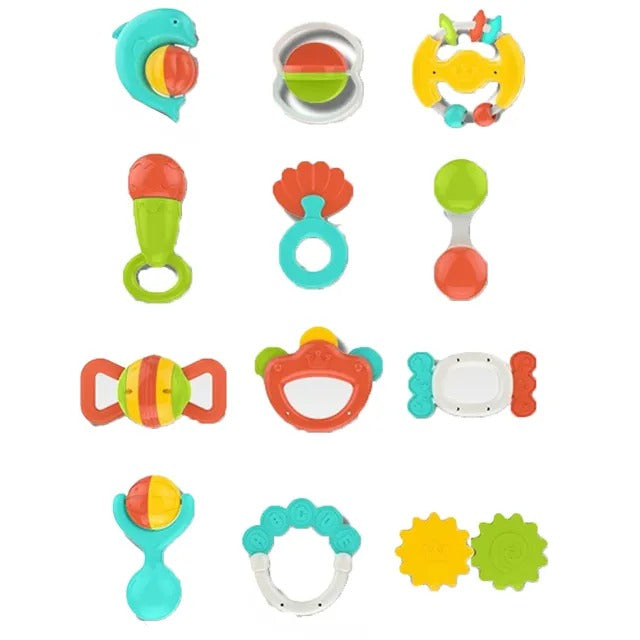 Huanger Baby Rattles & Teether Sensory Set 12 Pieces