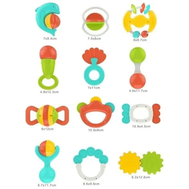 Huanger Baby Rattles & Teether Sensory Set 12 Pieces