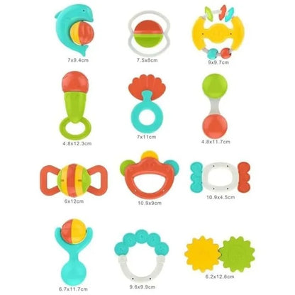 Huanger Baby Rattles & Teether Sensory Set 12 Pieces