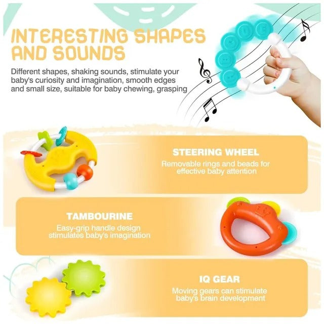 Huanger Baby Rattles & Teether Sensory Set 12 Pieces