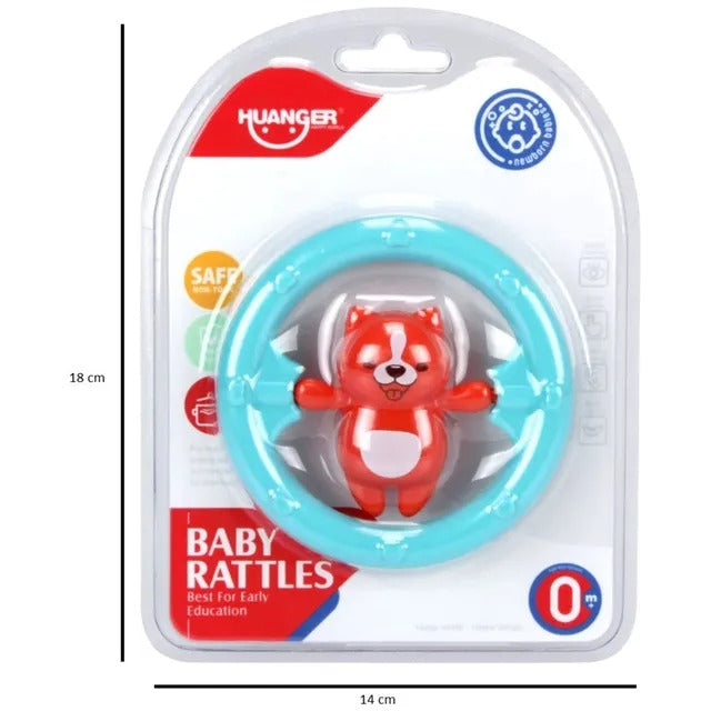 Huanger Baby Rattles Puppy Shape Soft Silicone Toy.