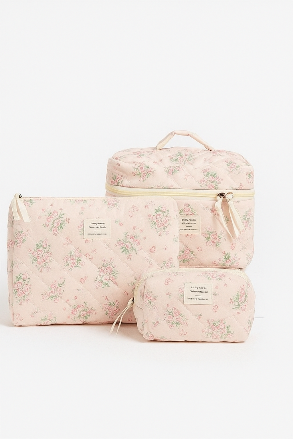 Spring Pink Floral Makeup & Toiletry Travel Bag (3 Pcs)