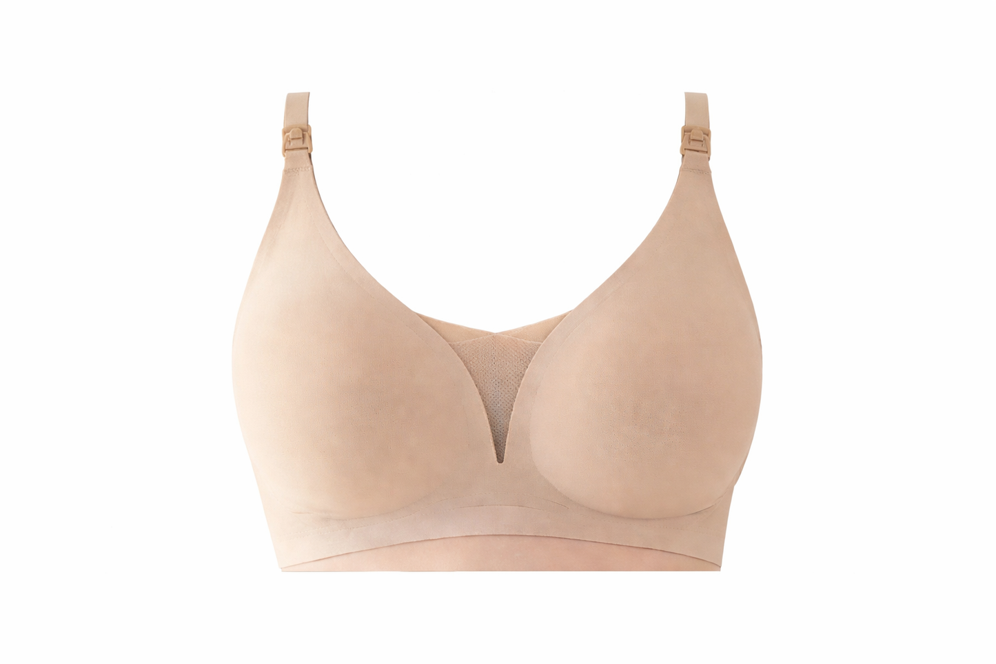 VidaMom Seamless Nursing Bra With Mesh Design (Nude)