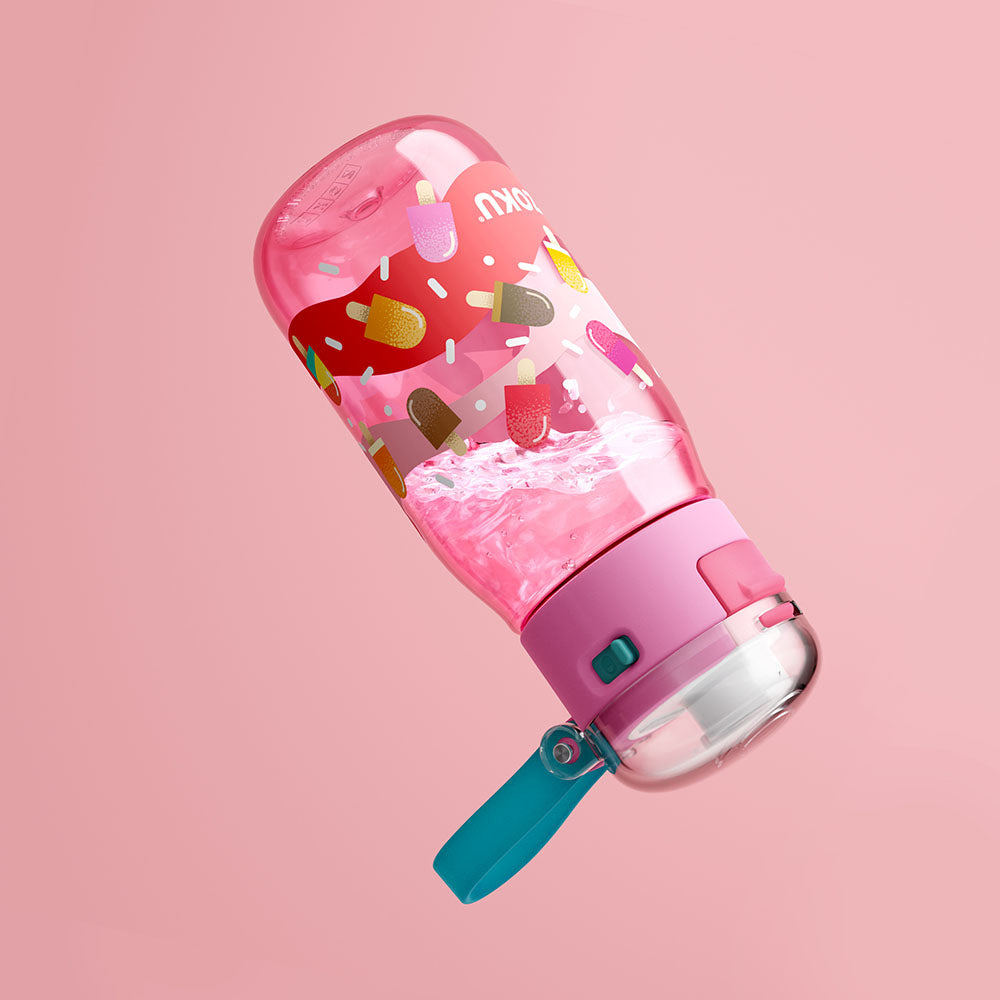 Zoku Pink Pops Kids Flip Bottle 475ml