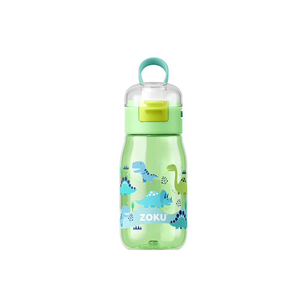 Zoku Green Dino Kids Flip Bottle 475ml