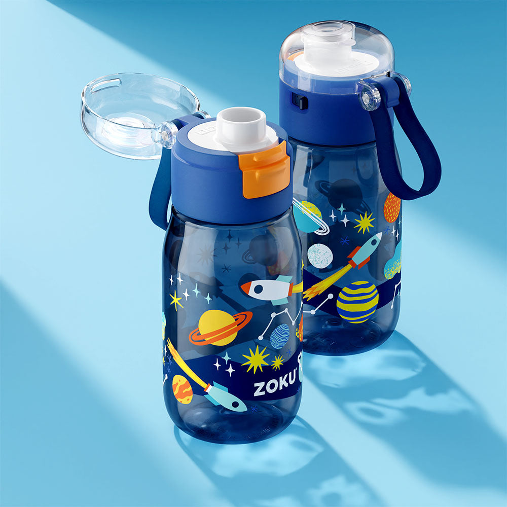 Zoku Blue Space Kids Flip Bottle 475ml