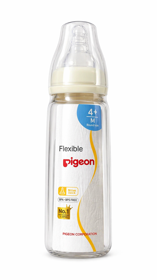 زجاجة بيجون زجاجية مرنة بعنق رفيع، 200ml، +4 أشهر