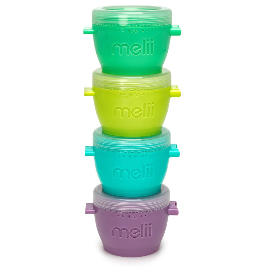 Melii Snap & Go Baby Food Storage Containers with lids, 6oz, 4pcs