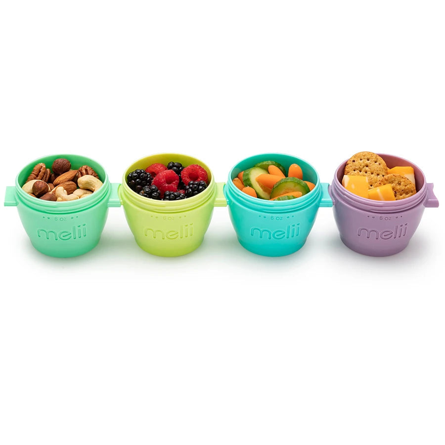 Melii Snap & Go Baby Food Storage Containers with lids, 6oz, 4pcs