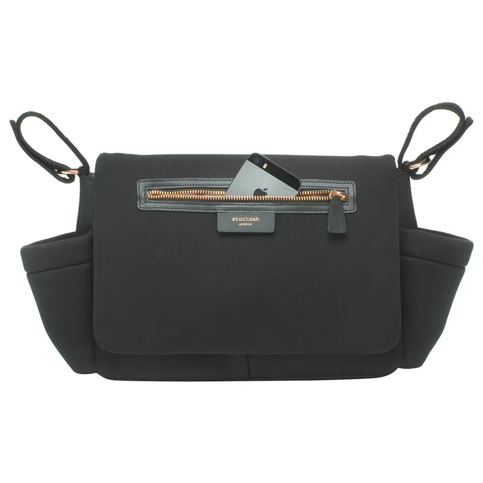 Storksak Stroller Organizer Luxe - Scuba (Black & Gold)