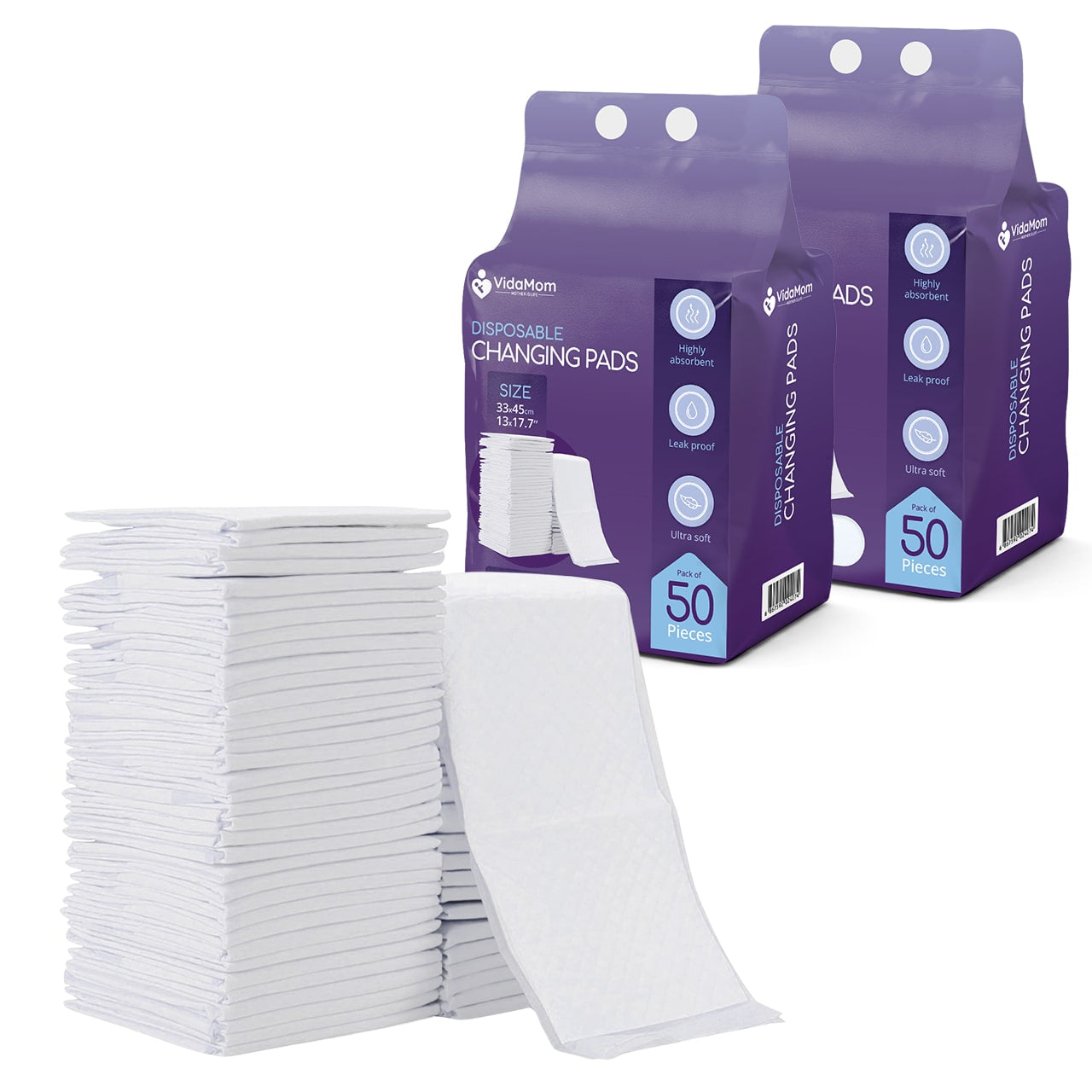 VidaMom Disposable Diaper Changing Mats - Pack of 100 pcs