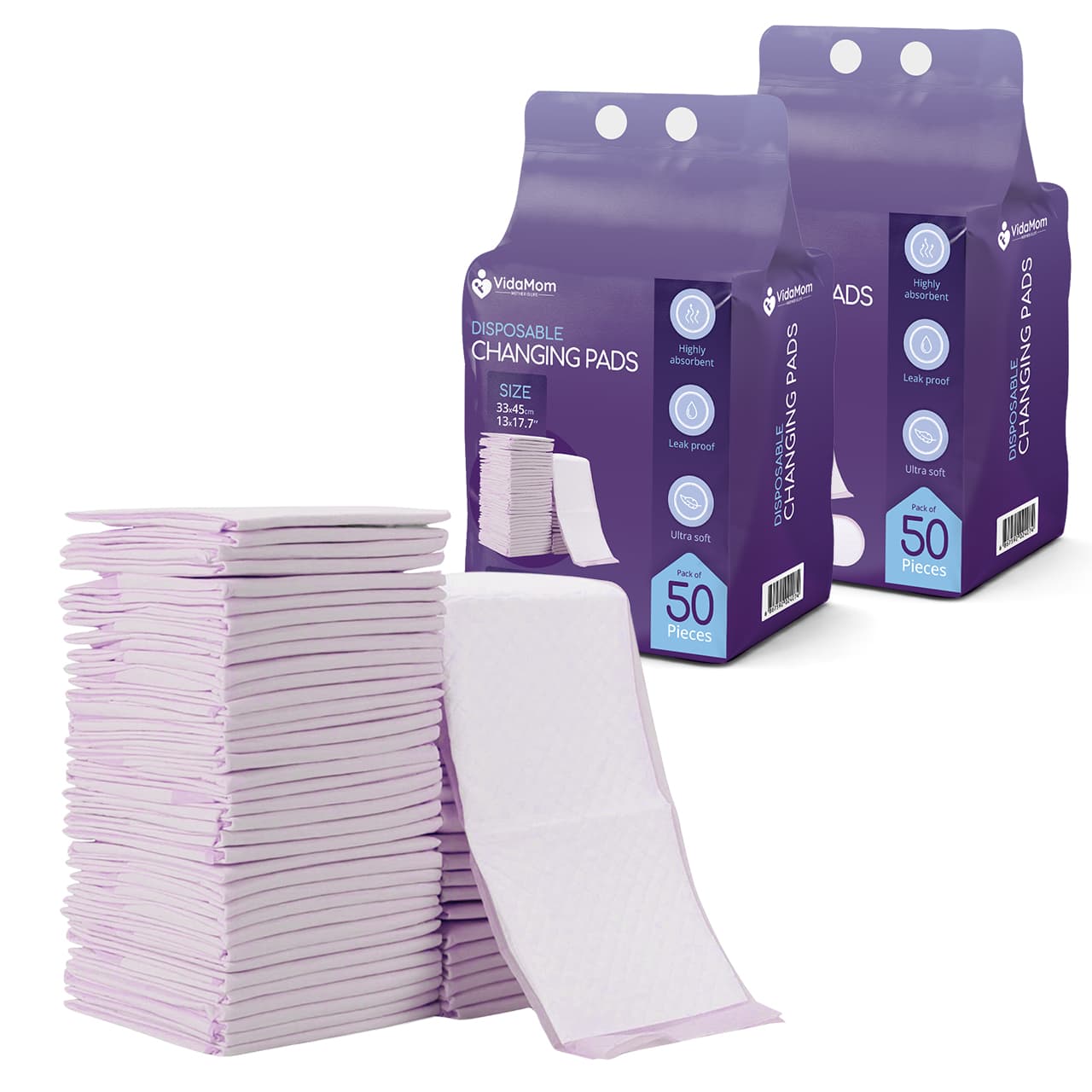 VidaMom Disposable Diaper Changing Mats - Pack of 100 pcs