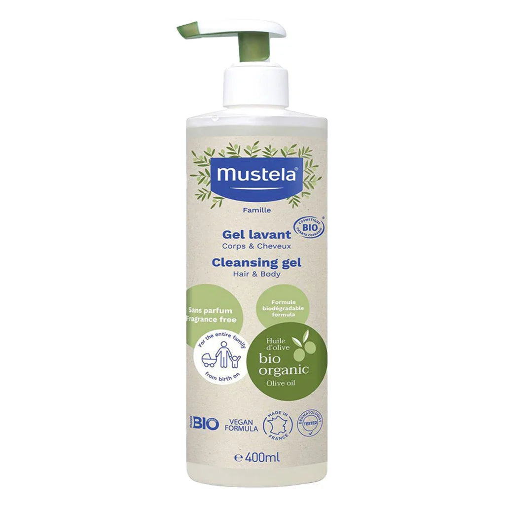 Mustela Certified Organic 2 in 1 Hair and Body Cleansing Gel (400ml), Buy 2 get 1 FOR FREE