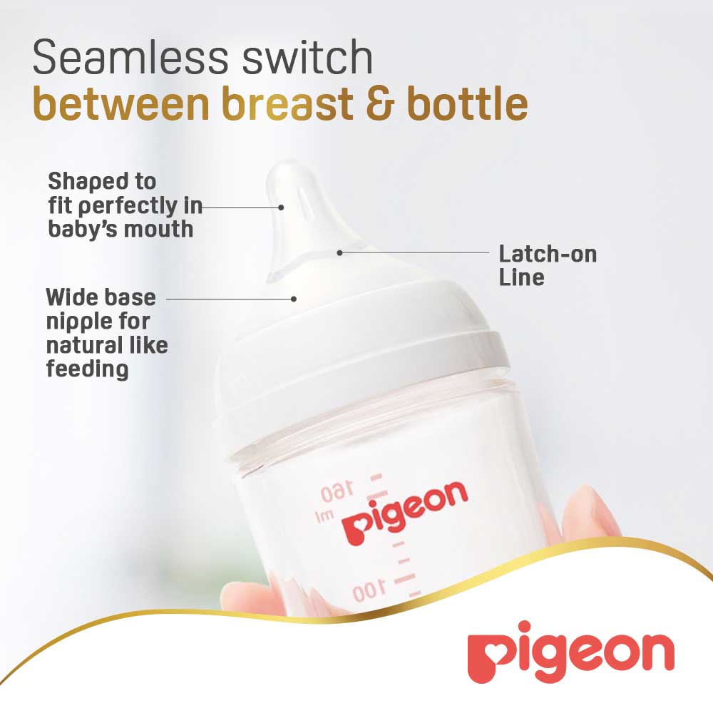 Pigeon Softouch WN3 Nursing Bottle With Ss Sized Nipple (160ml, 0-6 Months)