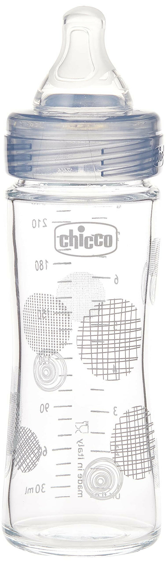 Chicco Baby Well Being Glass bottle Unisex - 240ML - Slow Flow - Silicone
