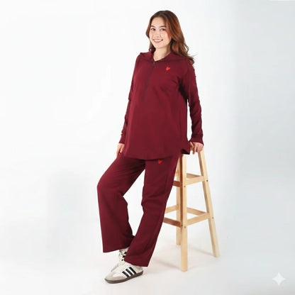 Become a Mom Maternity Tracksuit (Maroon, Small)