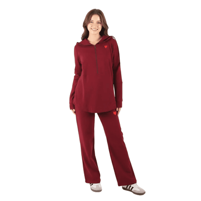 Become a Mom Maternity Tracksuit (Maroon)