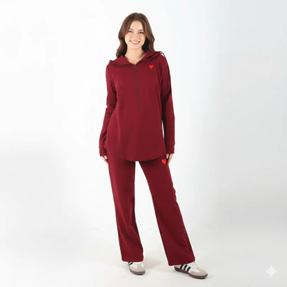 Become a Mom Maternity Tracksuit (Maroon, Small)