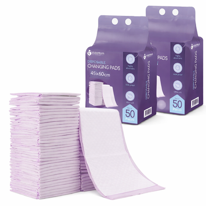 VidaMom Disposable Diaper Colored Changing Mats - Pack of 2 (40x60cm, 100 Pcs)