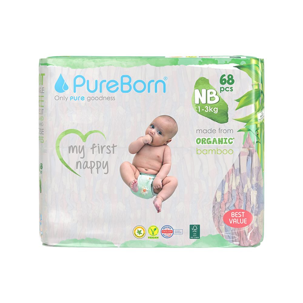 PureBorn Organic Bamboo Nappies (Newborn)