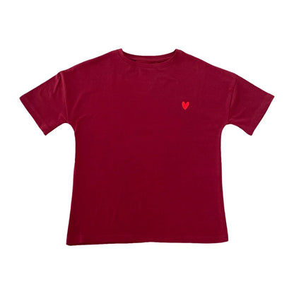 Become a Mom Mama Heart Short Sleeve Tee (Maroon, Medium)