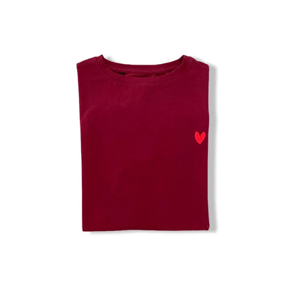 Become a Mom Mama Heart Short Sleeve Tee (Maroon, Medium)