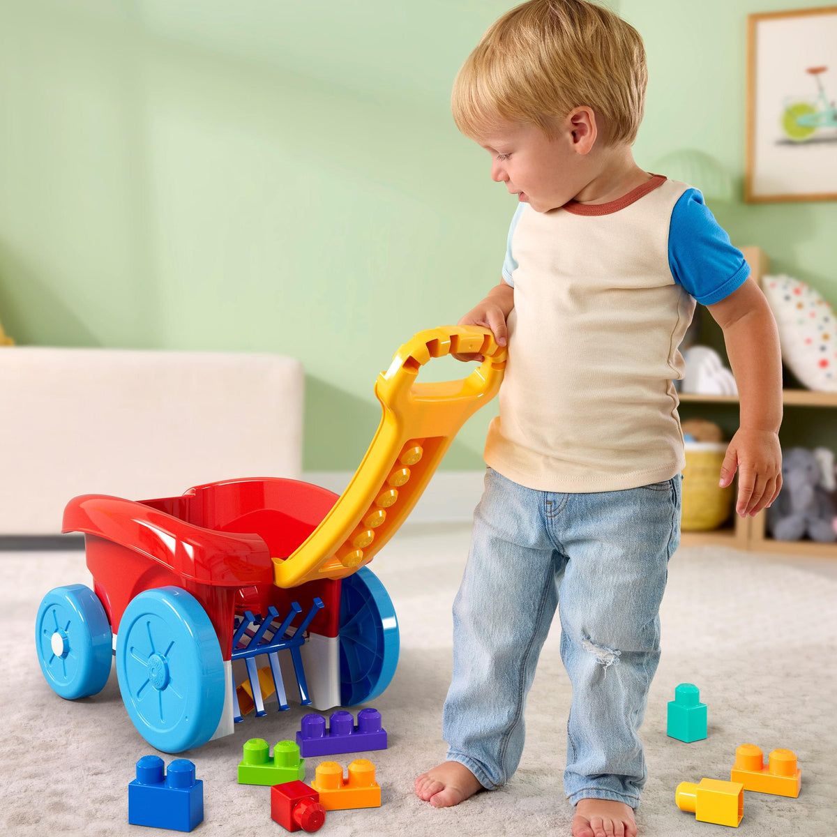 MEGA BLOKS First Builders Block Scooping Wagon with Storage – 20 Pieces