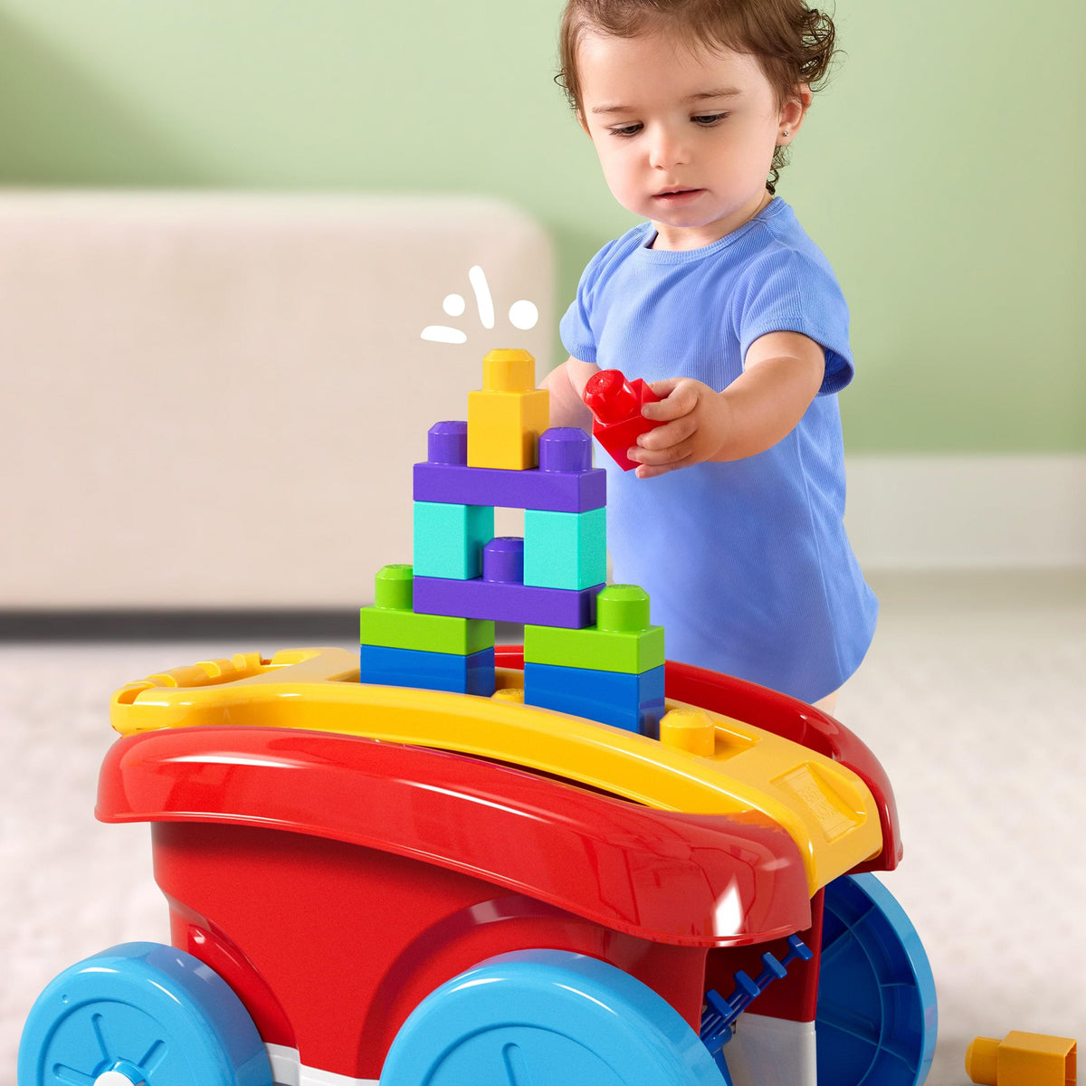 MEGA BLOKS First Builders Block Scooping Wagon with Storage – 20 Pieces