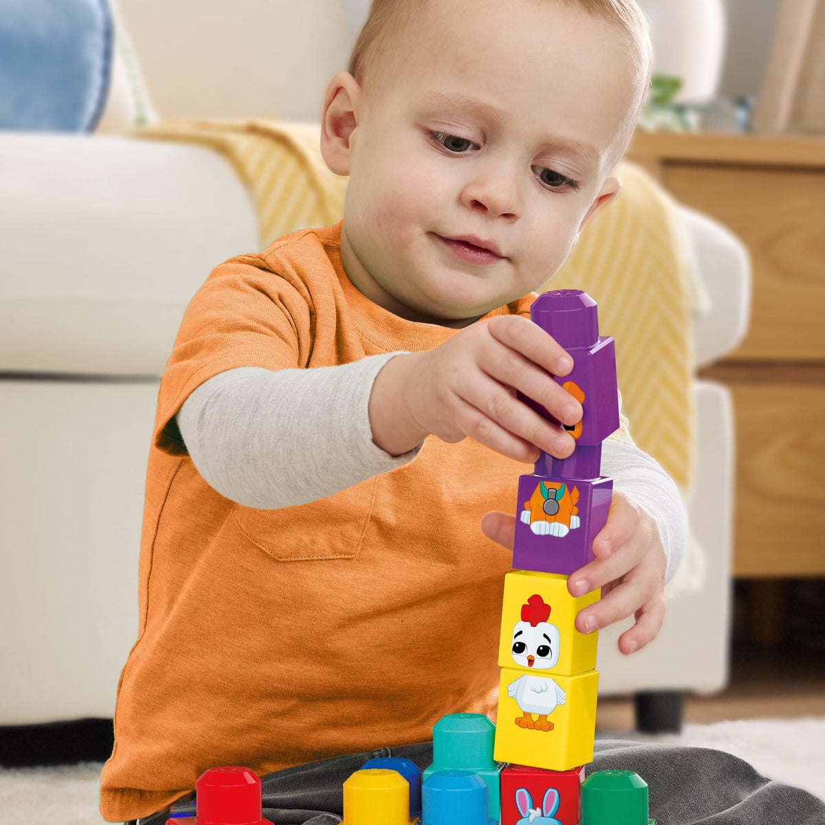 MEGA BLOKS First Builders Build & Match Animal Tractor – 30-Piece Set