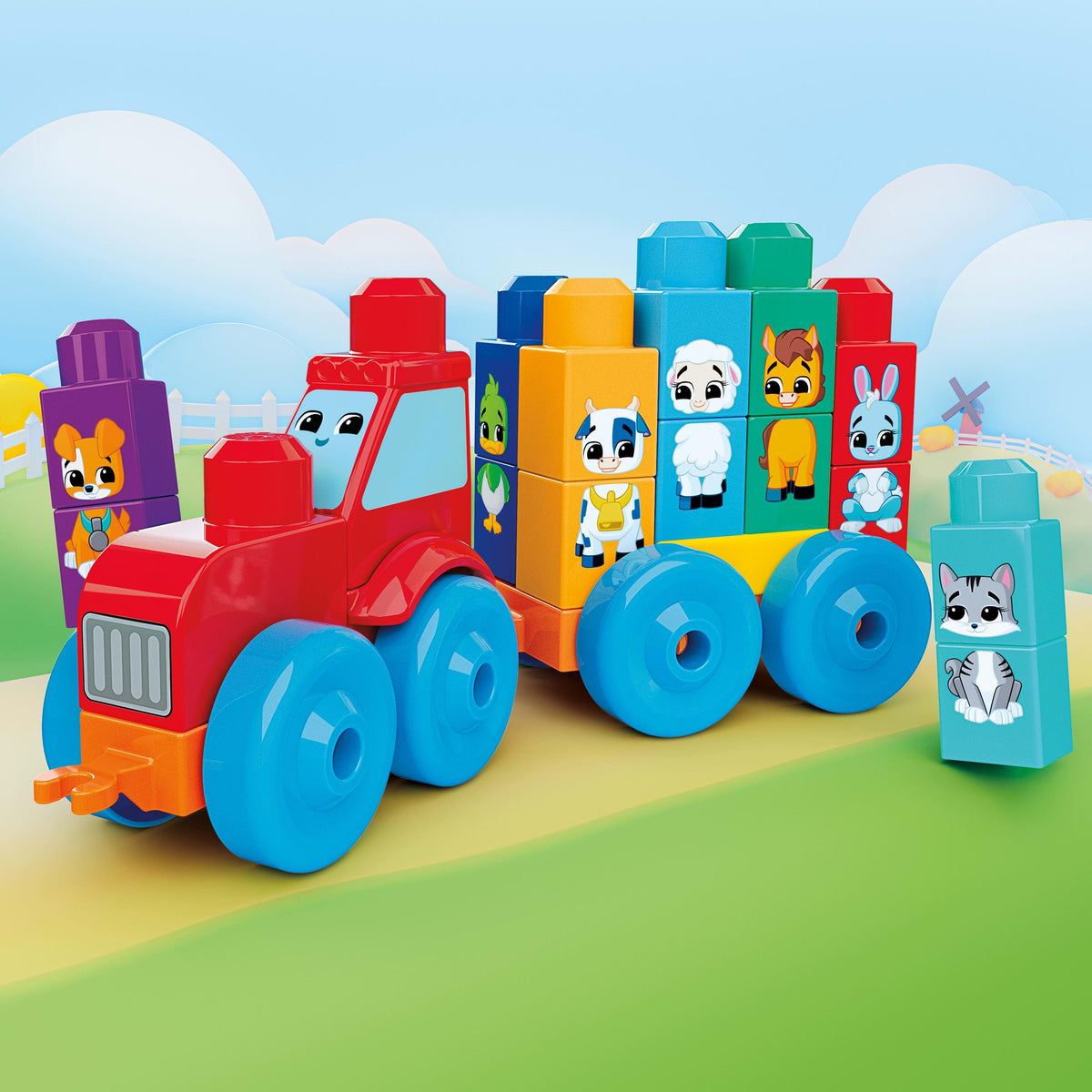 MEGA BLOKS First Builders Build & Match Animal Tractor – 30-Piece Set