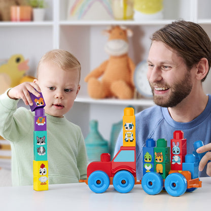MEGA BLOKS First Builders Build & Match Animal Tractor – 30-Piece Set