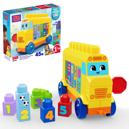 MEGA BLOKS First Builders Build & Count Bus Block Toy – 45 Pieces