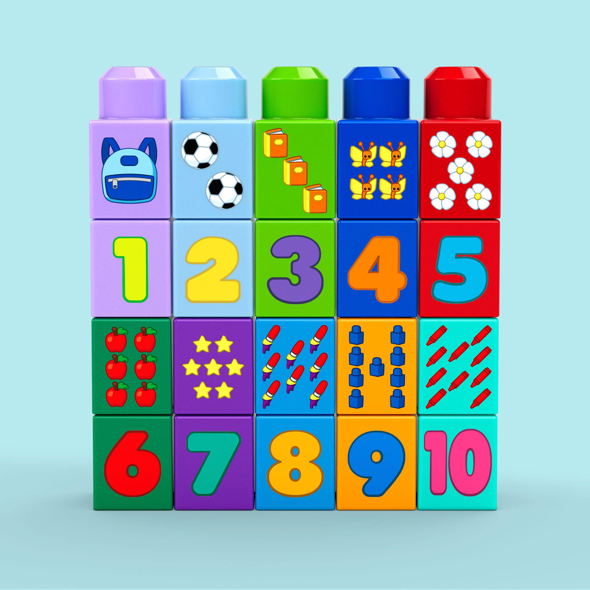 MEGA BLOKS First Builders Build & Count Bus Block Toy – 45 Pieces