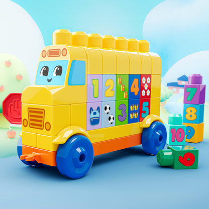 MEGA BLOKS First Builders Build & Count Bus Block Toy – 45 Pieces