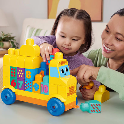 MEGA BLOKS First Builders Build & Count Bus Block Toy – 45 Pieces