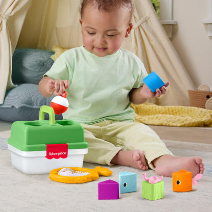 Fisher-Price Friendship Forest Sort & Store Tackle Box – 6 Shape Blocks & Fishing Net