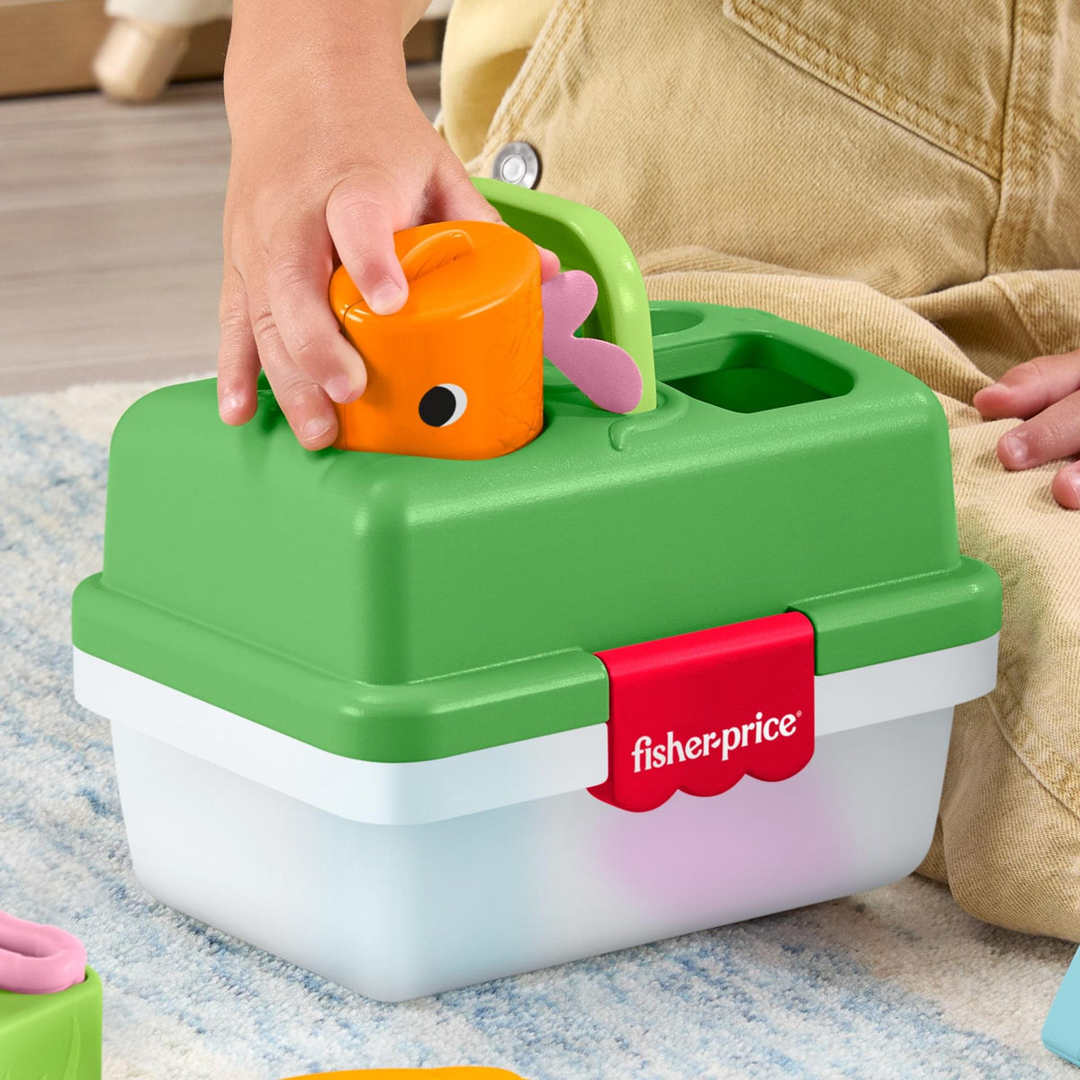 Fisher-Price Friendship Forest Sort & Store Tackle Box – 6 Shape Blocks & Fishing Net