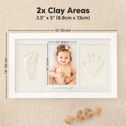 KeaBabies Baby Handprint & Footprint Keepsake Duo Frame – Dark Walnut